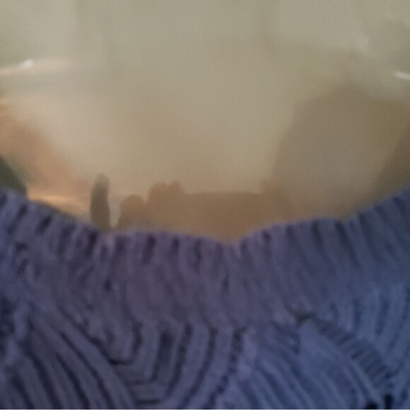 Laura Scott Pointelle Knit Sweater – Heather Blue, Size Small Scalloped Crew - Picture 5 of 7